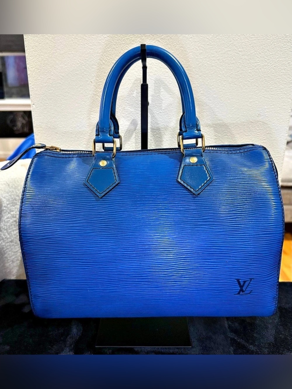 Louis Vuitton Speedy 25 Blue Satchel NWT
